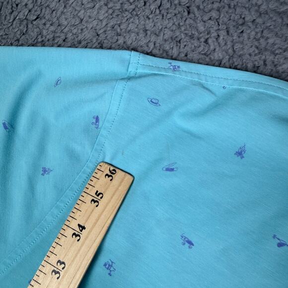 Huk Kona Shirt Mens 3XL Blue Fishing Performance Stretch Button Down Camp Print - Picture 4 of 10